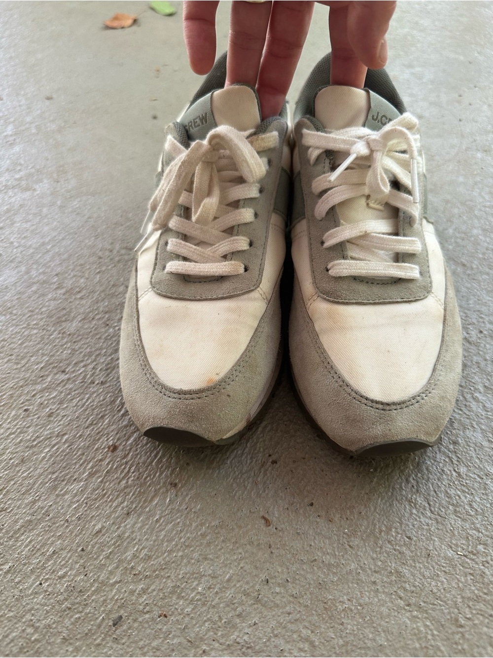 J. Crew White and Light Mint Women's Trainers in size 6.5